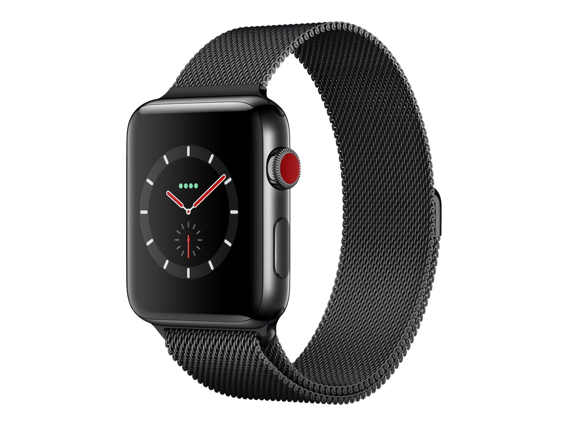 Apple Watch Series 3 (GPS + Cellular) - space black stainless steel - smart watch with milanese loop - space black - 16