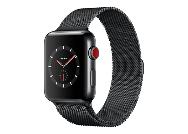 Apple Watch Series 3 (GPS + Cellular) - space black stainless steel - smart watch with milanese loop - space black - 16