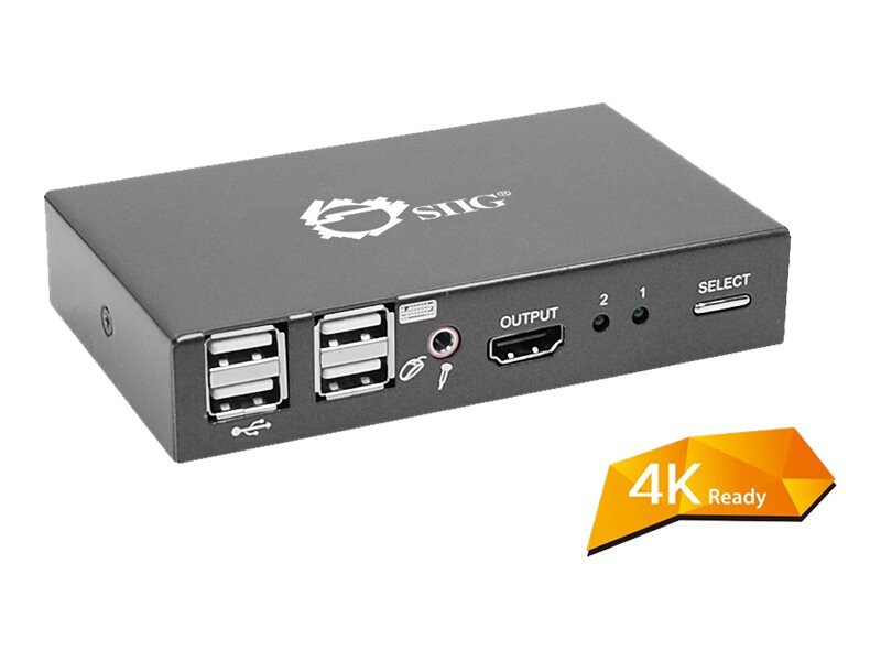SIIG 2x1 USB HDMI KVM Switch - 4Kx2K - KVM / audio / USB switch - 2 ports