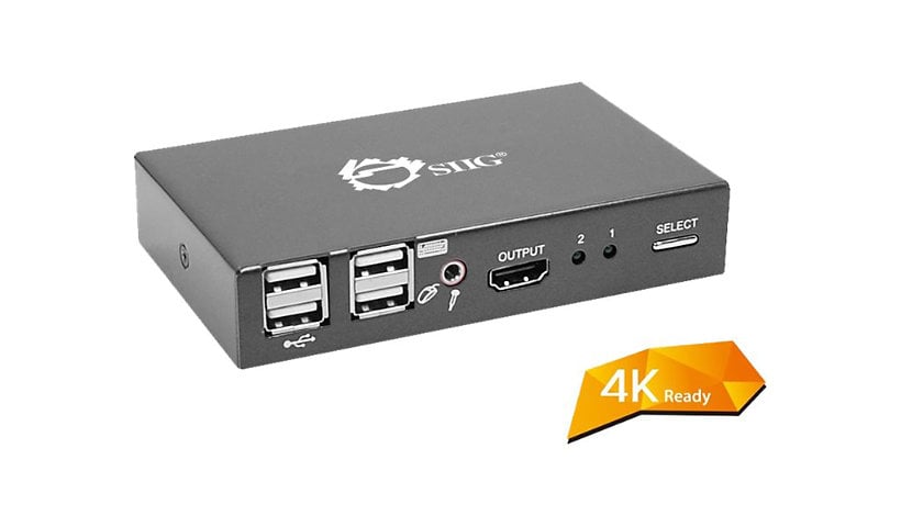 SIIG 2x1 USB HDMI KVM Switch - 4Kx2K - KVM / audio / USB switch - 2 ports