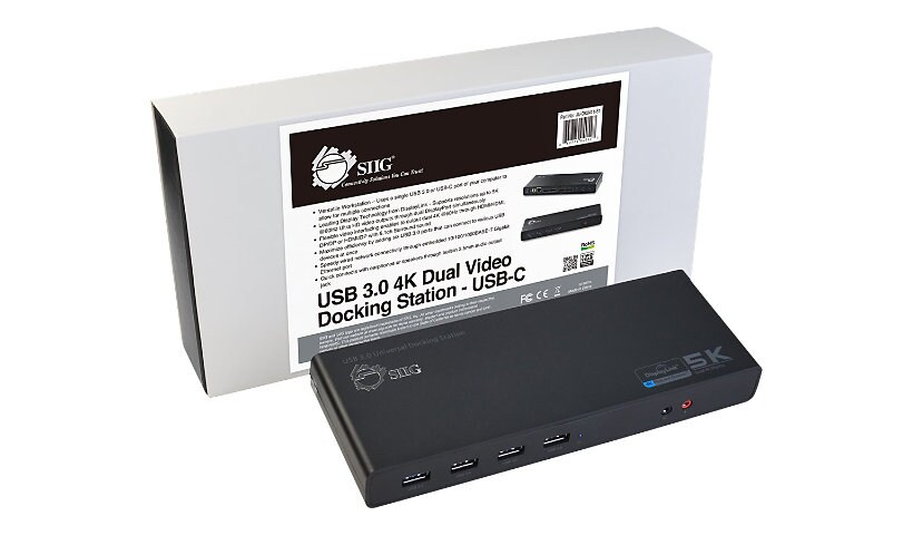 SIIG USB-C Dual Video Docking Station - docking station - USB-C - 2 x HDMI, 2 x DP - 1GbE
