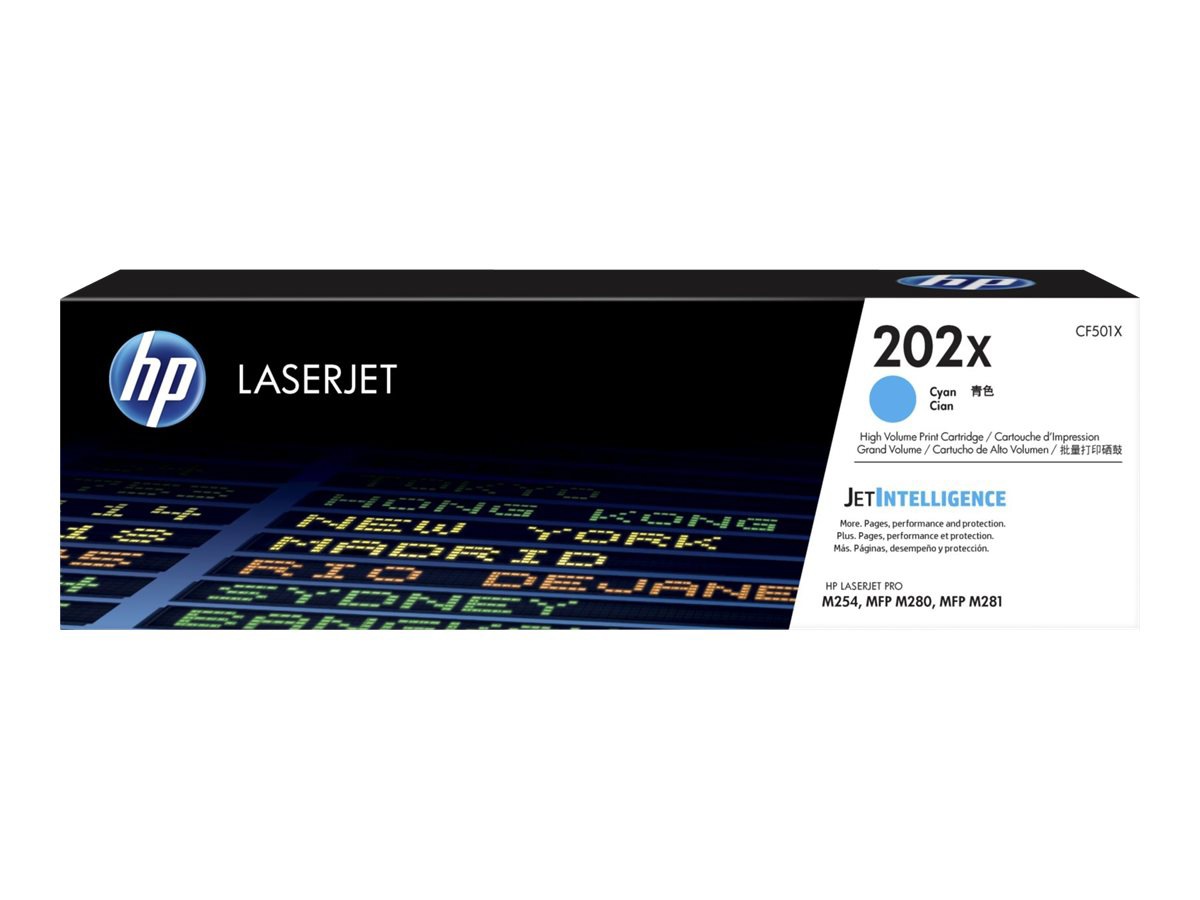 HP 202X (CF501X) Original High Yield Laser Toner Cartridge - Cyan - 1 Each