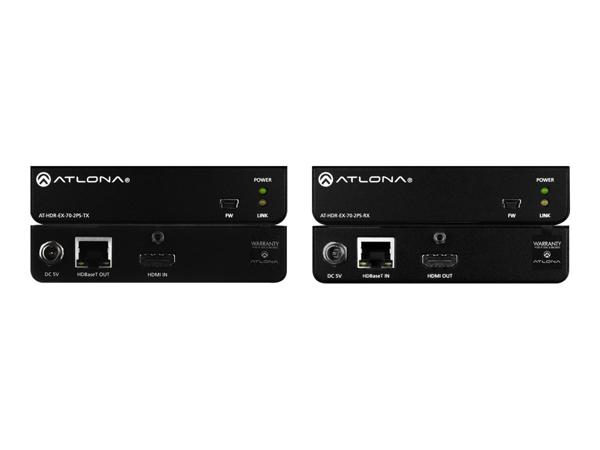 Atlona HDR-EX-70-2PS 4K HDR HDMI Over HDBaseT - TX/RX Kit - video/audio extender - HDMI, HDBaseT