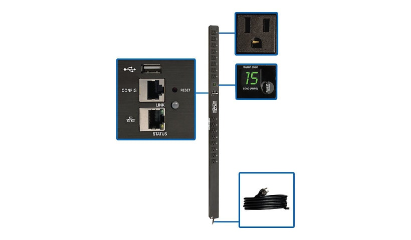 Tripp Lite PDU Monitored 1.4kW 120V 16 5-15R LX Platform Interface 0URM TAA
