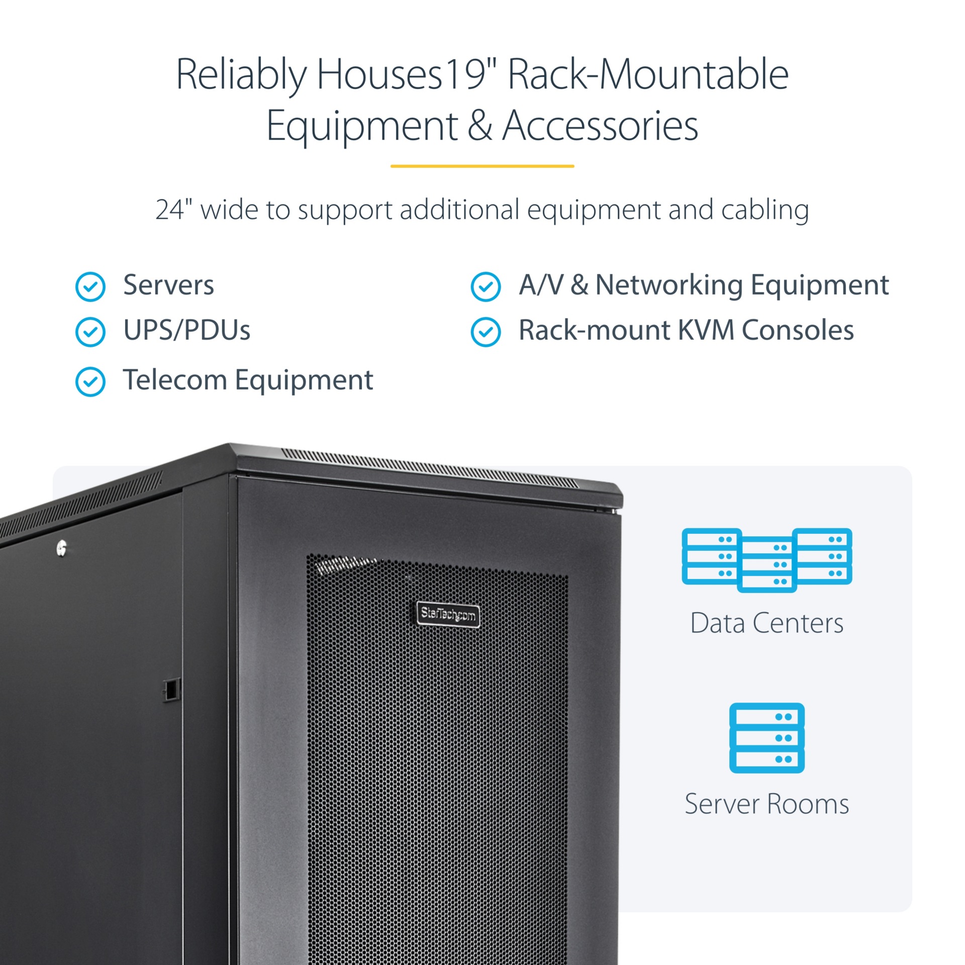 Thumbnail 4 of 7 for StarTech.com 4-Post 42U Server Rack Cabinet, Data Rack Cabinet for Computer/IT Equipment, Rack Server Cabinet w/ Casters