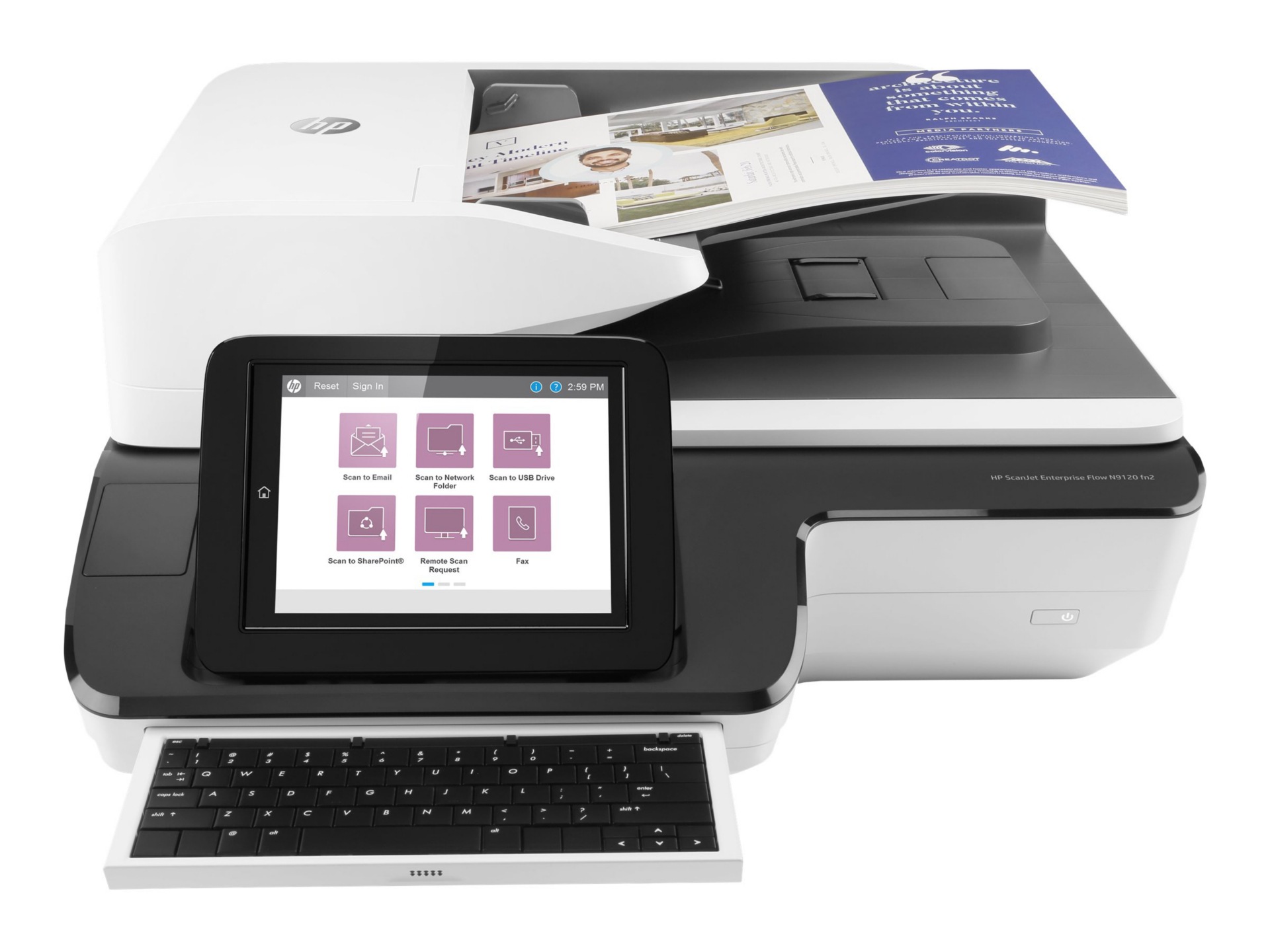 Thumbnail 2 of 11 for HP Scanjet Flow N9120 fn2 Sheetfed Scanner - 600 dpi Optical