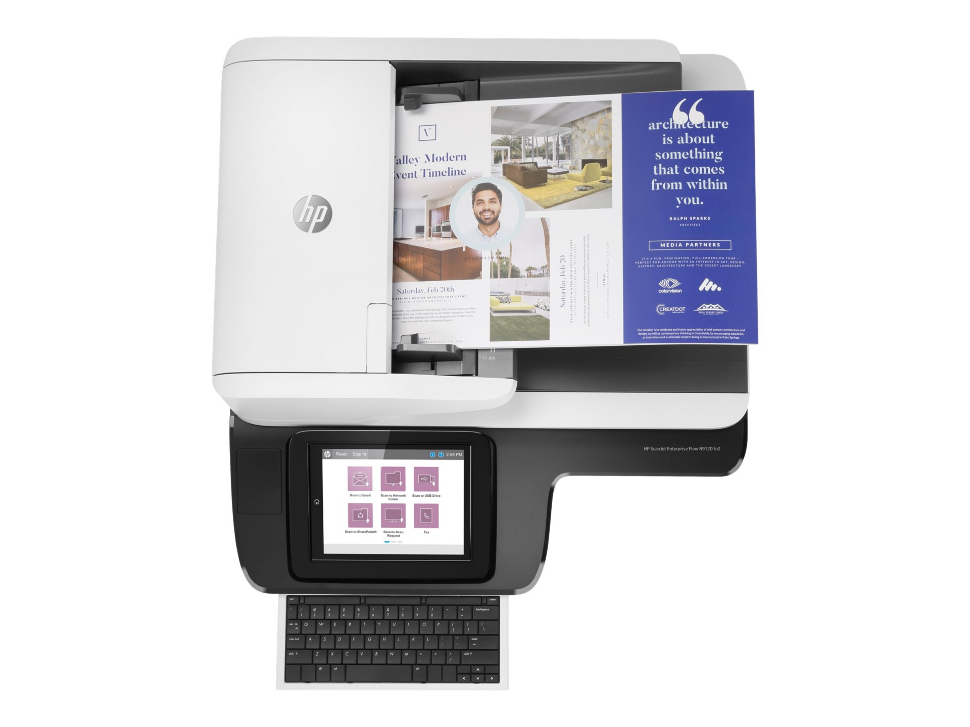 Thumbnail 6 of 11 for HP Scanjet Flow N9120 fn2 Sheetfed Scanner - 600 dpi Optical