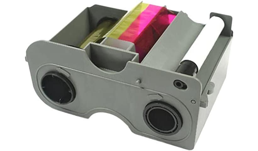Fargo - 1 - color (cyan, magenta, yellow, black), clear overlaminate - print ribbon cassette with cleaning roller