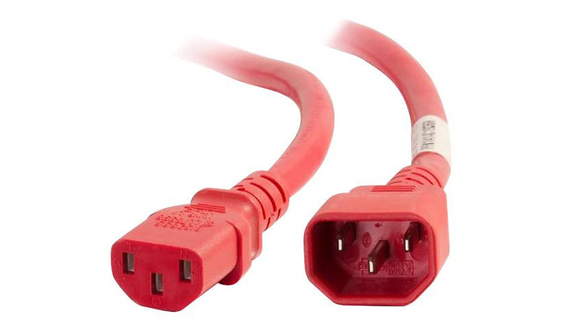 C2G 10ft Power Cord - 18AWG - IEC320C14 to IEC320C13 - TAA Compliant - Red