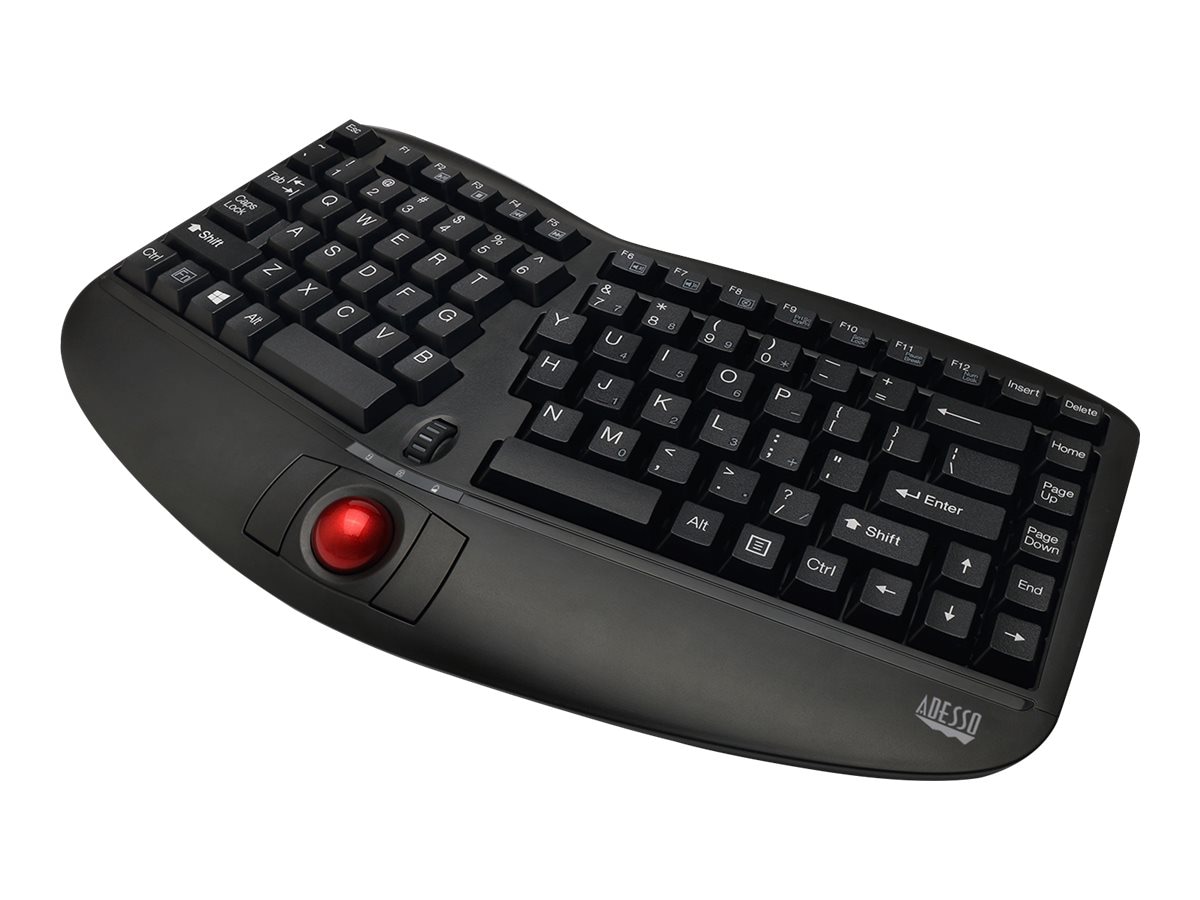 Adesso Tru-Form Media 3150 - 2.4 GHz Wireless Ergo Trackball Keyboard