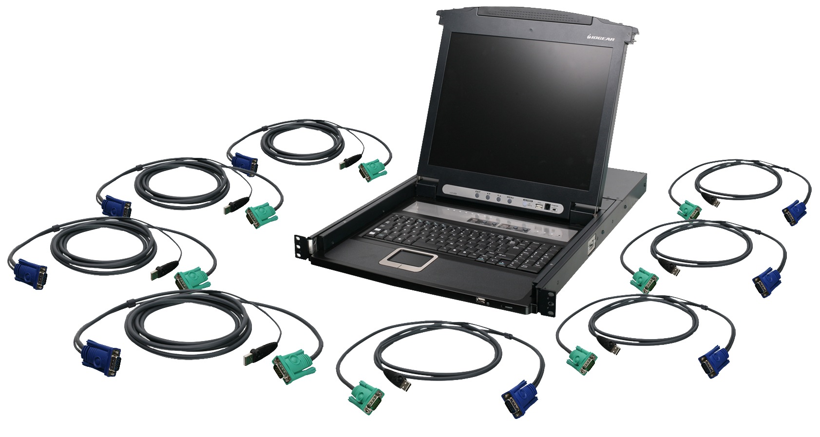 IOGEAR GCL1808KITUTAA IGOEAR 8-Port LCD KVM Switch with USB KVM Cable Set -