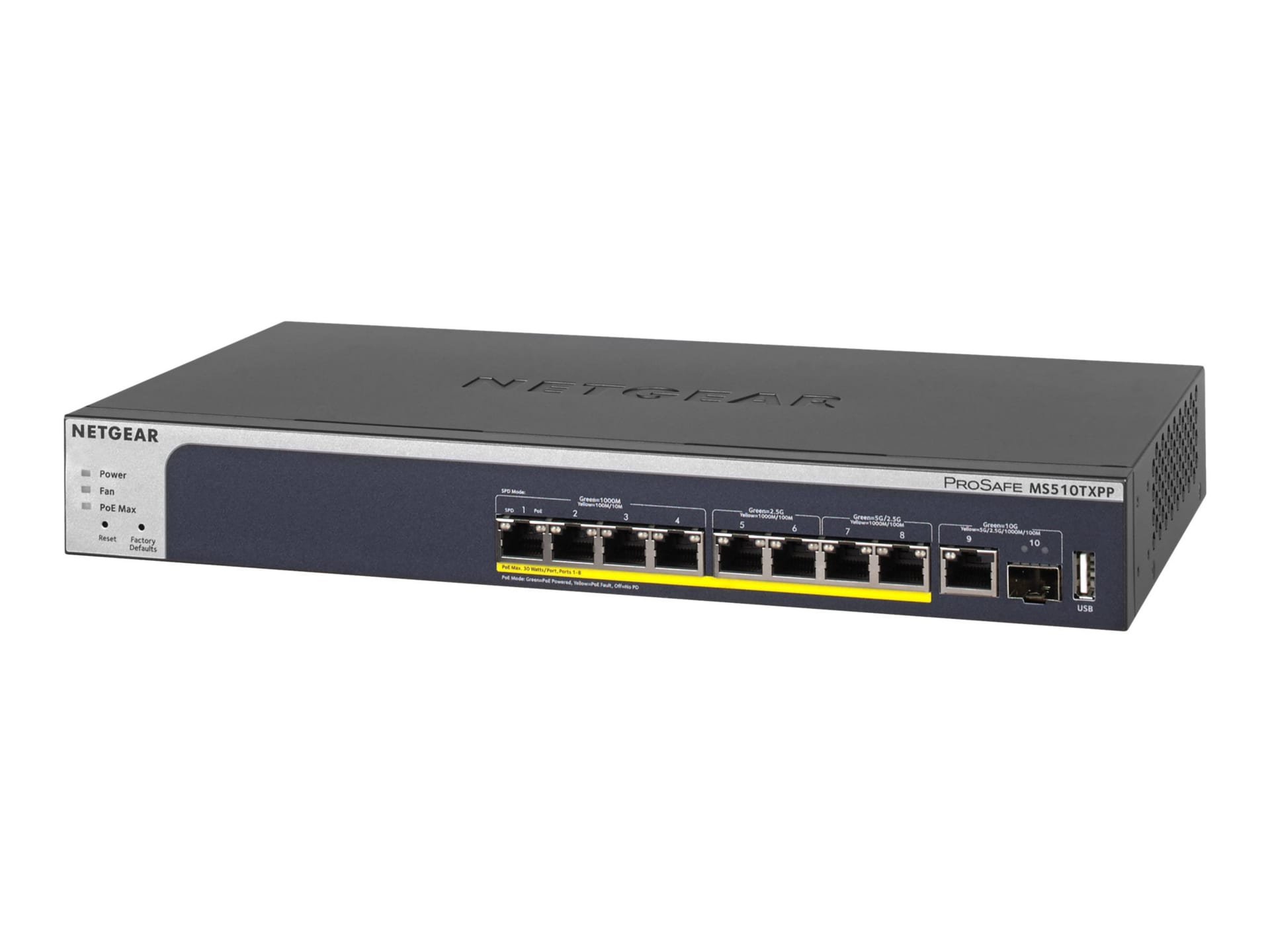 NETGEAR 8-Port Gbit Smart Managed Pro Switch, 10G Uplinks, PoE+ (MS510TXPP)