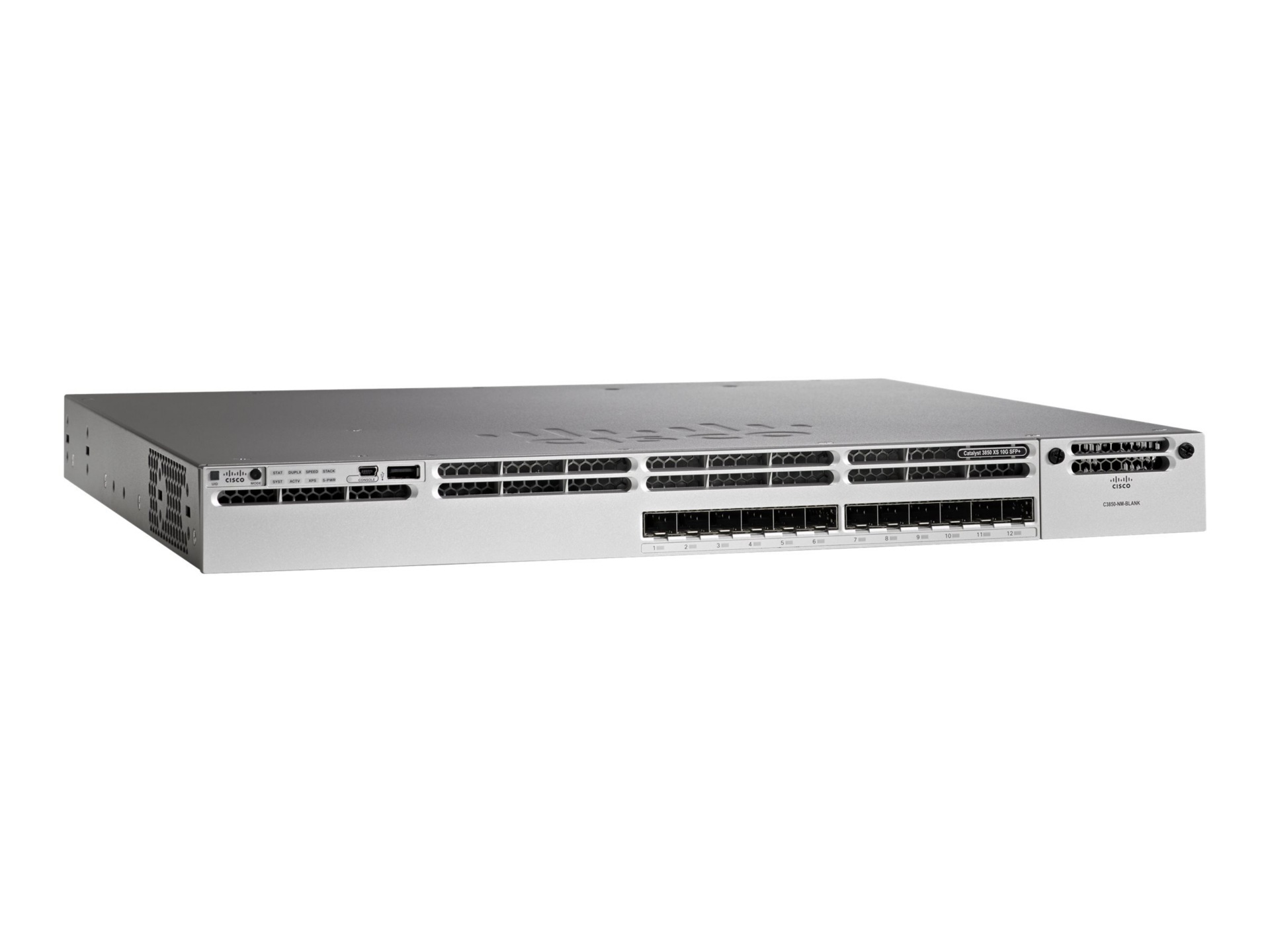 Cisco Catalyst 3850 Stackable 12 SFP+ Ethernet Port Switch with 350WAC Power Supply - Refurbished