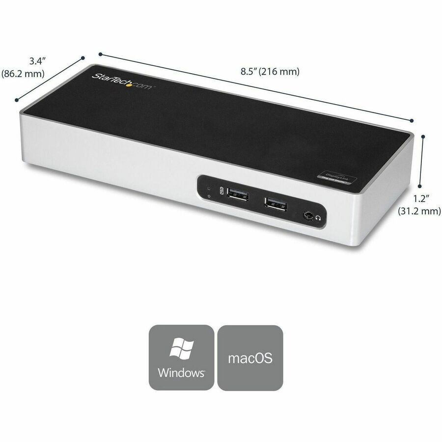 Thumbnail 2 of 9 for StarTech.com USB 3.0 Docking Station - Dual Monitor Laptop Dock with HDMI & DVI/VGA - 6x USB Type-A Hub, GbE