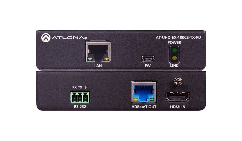 Atlona AT-UHD-EX-100CE-TX-PD (Transmitter) - video/audio/serial/network/power extender - HDBaseT