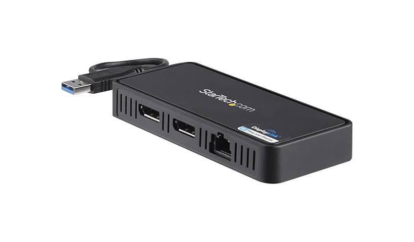StarTech.com USB 3.0 Mini Dock - Dual Monitor USB Type-A Docking Station DisplayPort 4K 60Hz and GbE