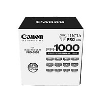 Canon PFI-1000 - 12-pack - gray, blue, yellow, cyan, magenta, red, matte bl