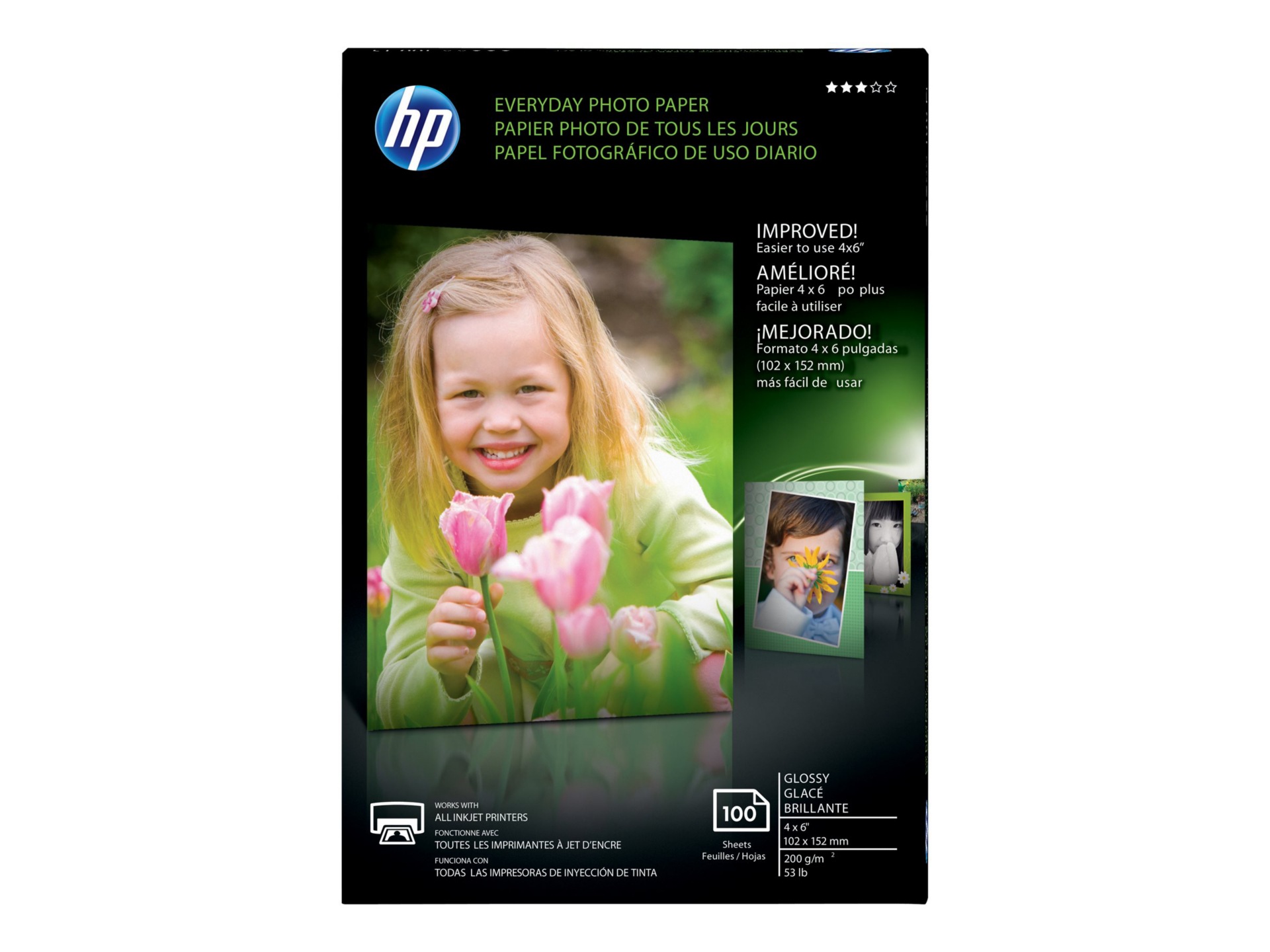 HP Everyday - photo paper - 100 sheet(s) - 4 in x 6 in - 200 g/m²