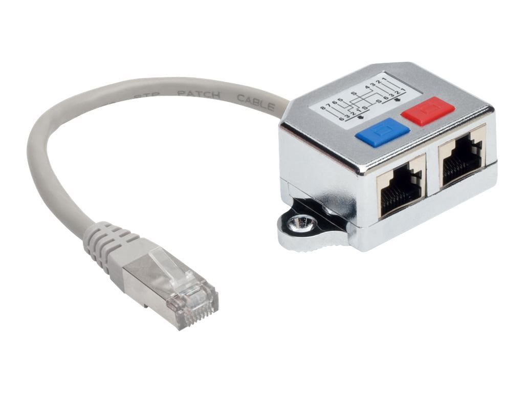 Tripp Lite 2-to-1 RJ45 Splitter Adapter Cable, 10/100 Ethernet Cat5/Cat5e (M/2xF), 6 in. - network splitter - 6 in -