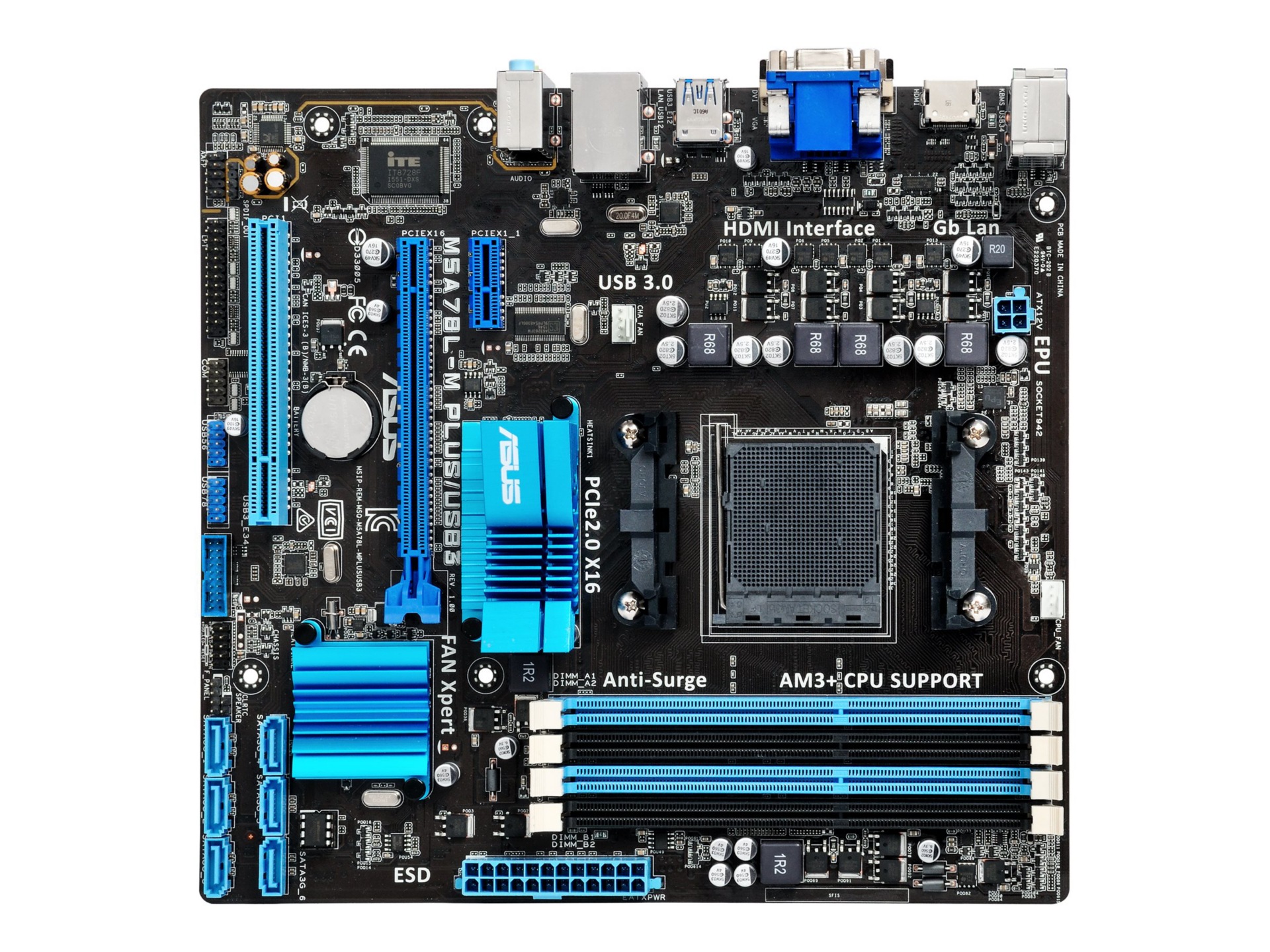 ASUS M5A78L-M PLUS/USB3 - motherboard - micro ATX - Socket AM3+ - AMD 760G