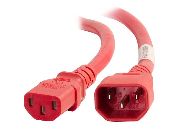 C2G 8ft 14AWG Power Cord (IEC320C14 to IEC320C13) -Red - power cable - 1 in