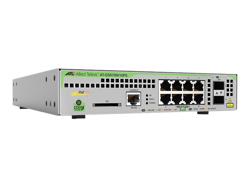 Allied Telesis CentreCOM AT-GS970M/10 - switch - 8 ports - managed - rack-mountable