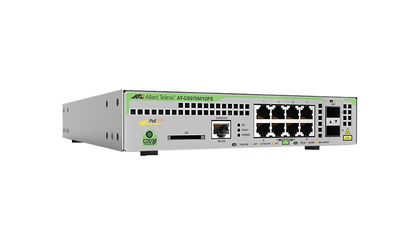 Allied Telesis CentreCOM AT-GS970M/10 - switch - 8 ports - managed - rack-mountable