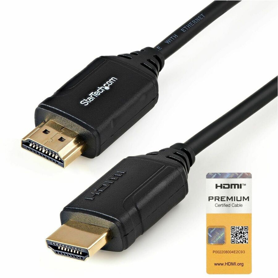 StarTech.com 1.6ft/50cm Premium Certified HDMI 2.0 Cable w/Ethernet High Speed 4K 60Hz HDMI Cord HDR
