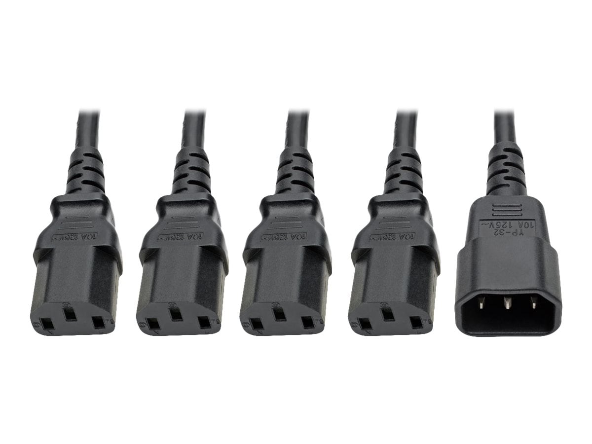 Eaton Tripp Lite Series Power Cord Splitter, C14 to 4xC13 PDU Style - 10A, 250V, 18 AWG, 18-in. (45.72 cm), Black -