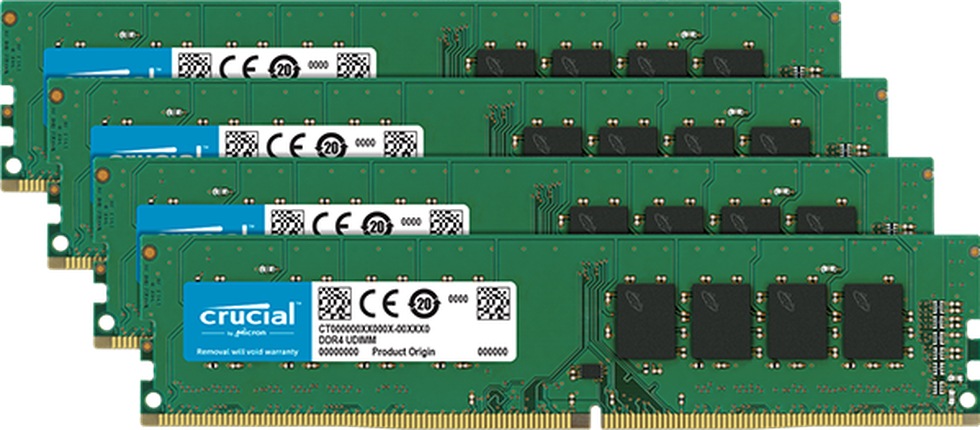 Crucial - DDR4 - 64 GB: 4 x 16 GB - DIMM 288-pin - unbuffered