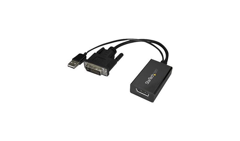 StarTech.com DVI to DisplayPort Adapter with USB Power - DVI-D to DP Video Adapter - DVI to DisplayPort Converter - 1920