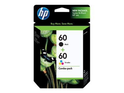 HP 60 - 2-pack - color (cyan, magenta, yellow), pigmented black - original