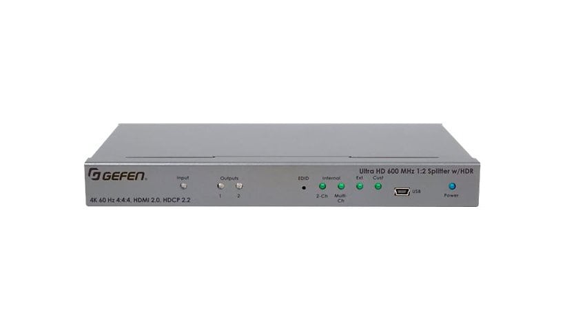 Gefen Ultra HD 600 MHz 1:2 Splitter for HDMI w/ HDR - video/audio splitter - 2 ports