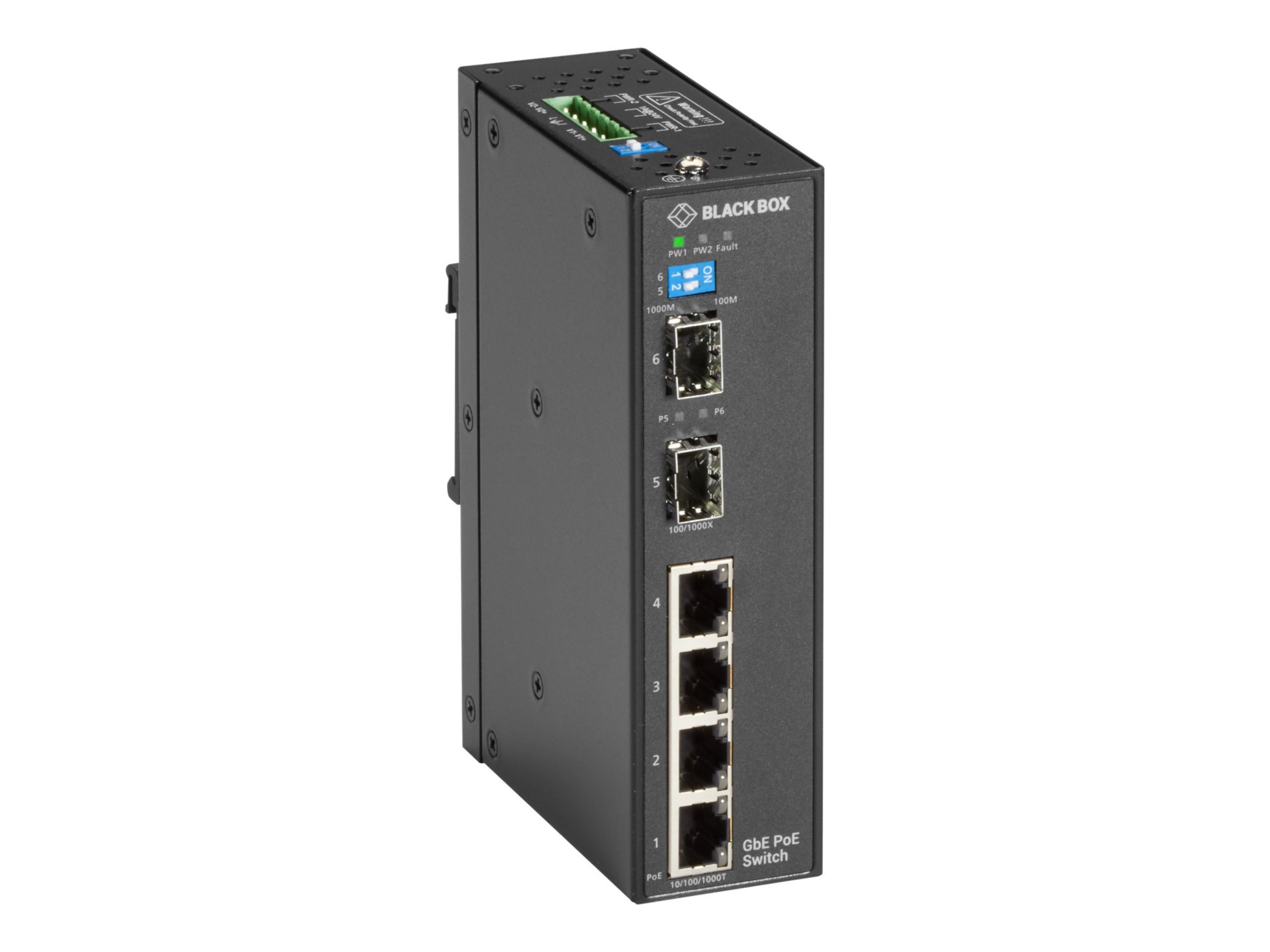 Black Box LPH1000 Series Industrial Ethernet PoE+ Switch - switch - 6 ports