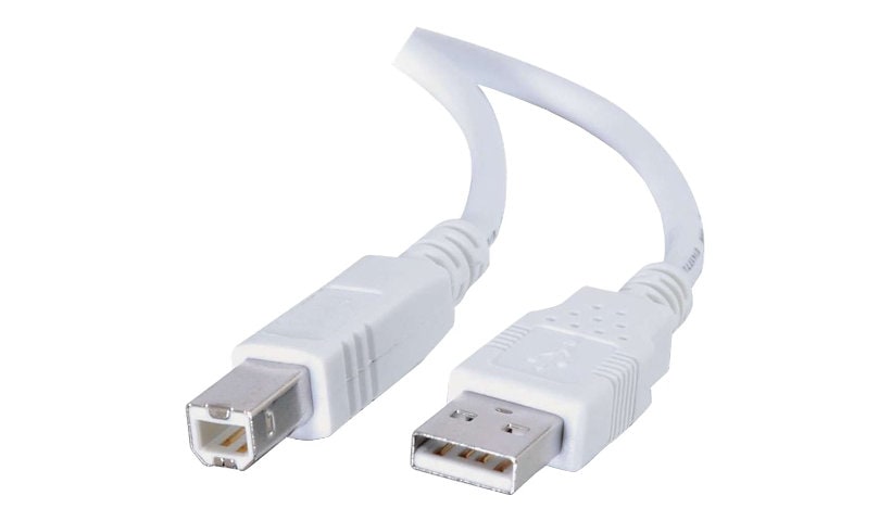 C2G 6.6ft USB to USB B Cable - USB A to USB B - USB 2.0 - White - M/M
