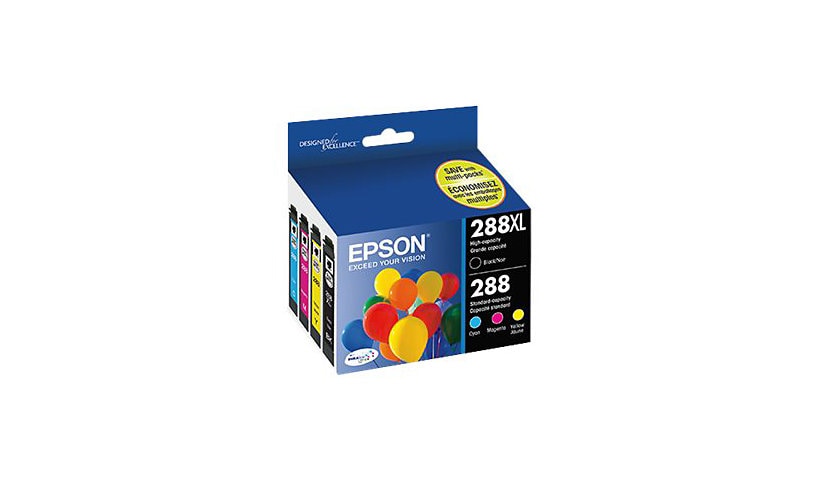 Epson 288/288XL - 4-pack - Hight Capacity (black) + Standard Capacity - black, yellow, cyan, magenta - original - ink