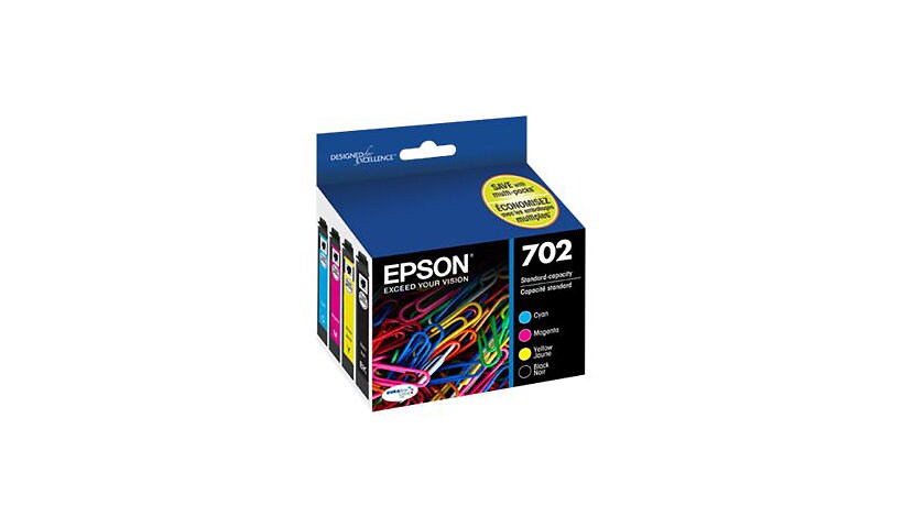 Epson 702 - 4-pack - black, yellow, cyan, magenta - original - ink cartridg
