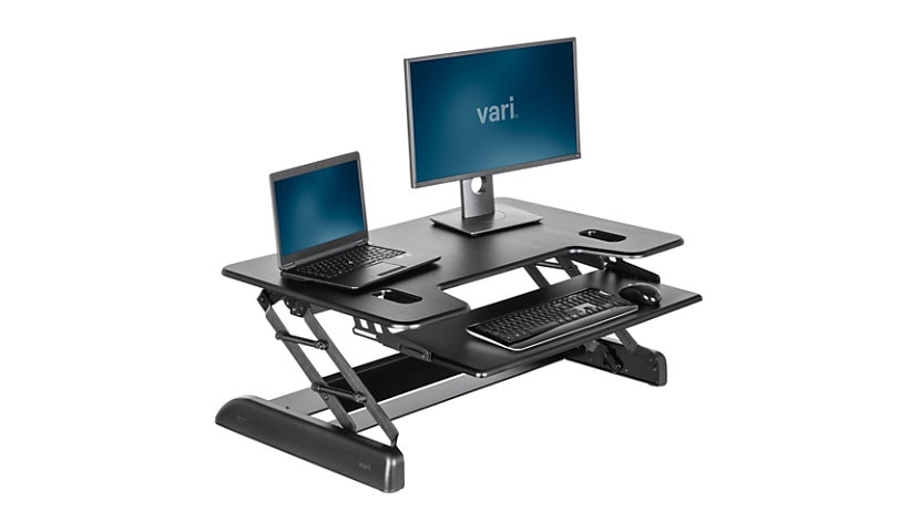 VARIDESK Exec 40 - standing desk - rectangular with contoured side - black