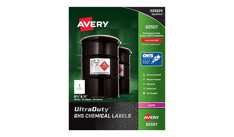 Avery UltraDuty GHS Chemical - labels - 50 label(s) - Letter