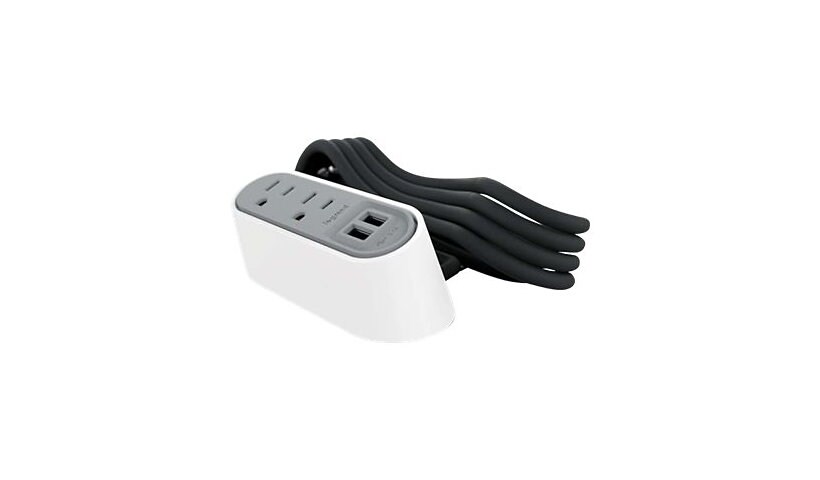 Wiremold Slim Desktop Power Center - 2 Power and 2 Smart USB Ports - White