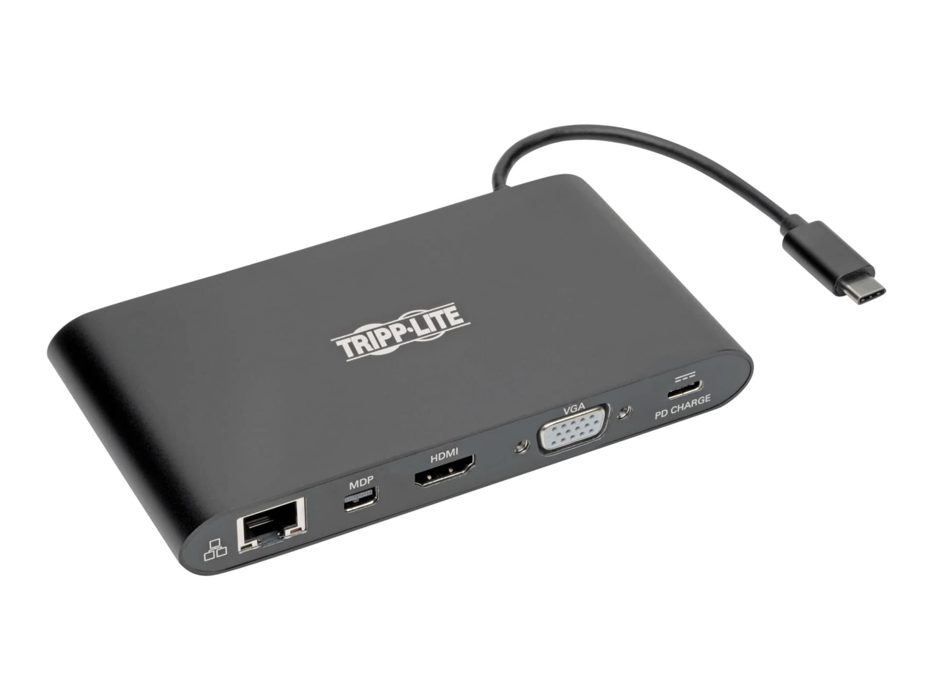 Eaton Tripp Lite Series USB 3.1 Gen 1 USB C Docking Station w/ USB-A, HDMI, VGA, mDP, Gigabit Ethernet, Mem Card, 3.5 mm