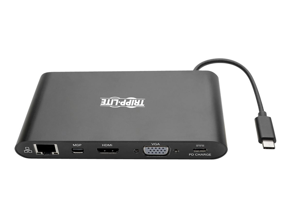 Eaton Tripp Lite Series USB 3.1 Gen 1 USB C Docking Station w/ USB-A, HDMI, VGA, mDP, Gigabit Ethernet, Mem Card, 3.5 mm