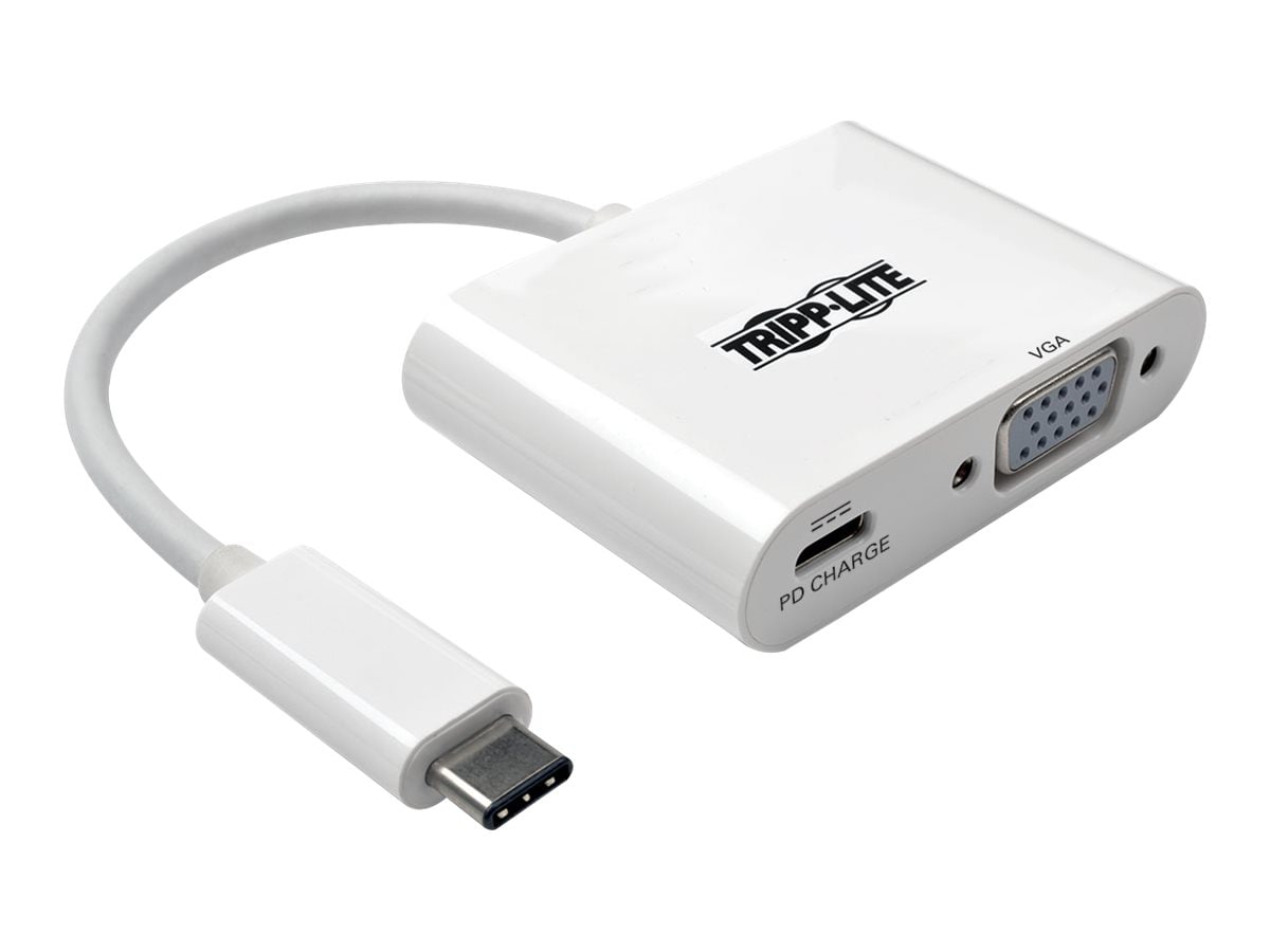 Tripp Lite USB C to VGA Video Adapter Converter w/ USB-C PD Charging Port,