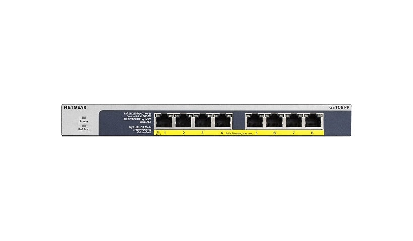 NETGEAR GS108PP - switch - 8 ports - rack-mountable