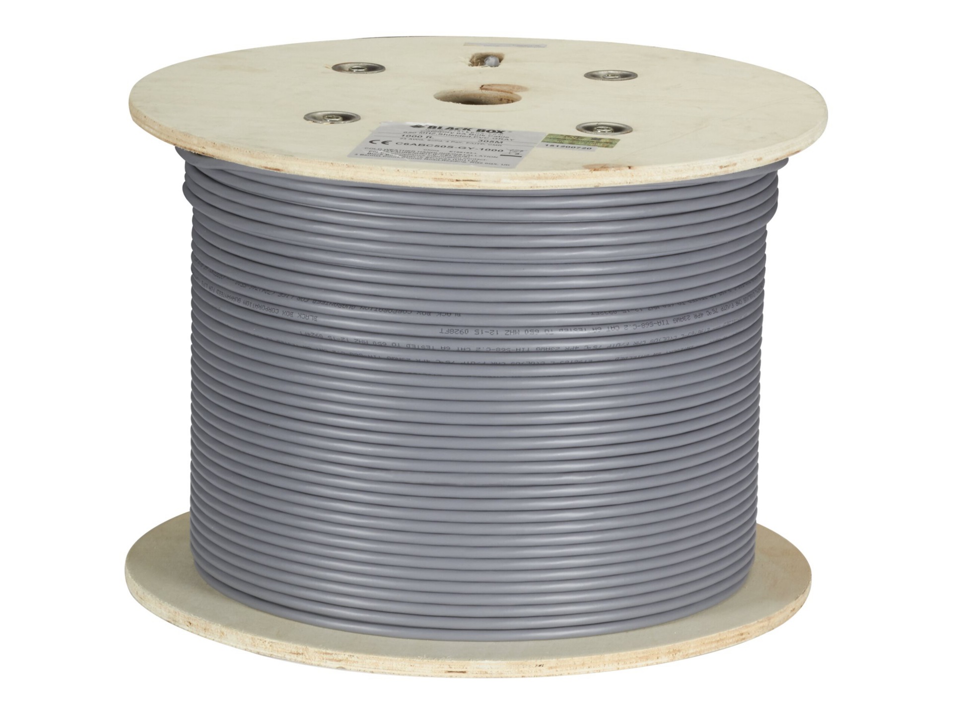 Black Box Bulk 1000ft Reel CAT6A 650Mhz Shielded Solid Plenum Gray CMP