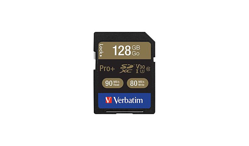 Verbatim PRO+ - carte mémoire flash - 128 Go - SDXC UHS-I