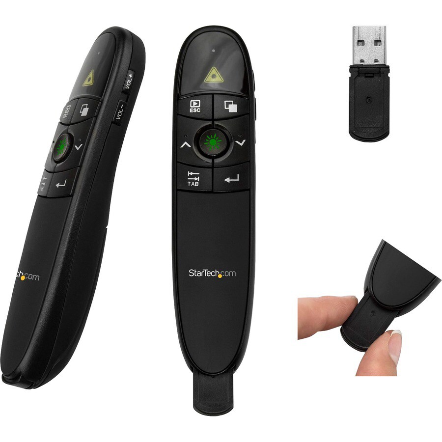 Star Tech.com Wireless Presentation Remote with Red Laser Pointer - 90 ft. - PowerPoint Presentation Clicker for Mac &