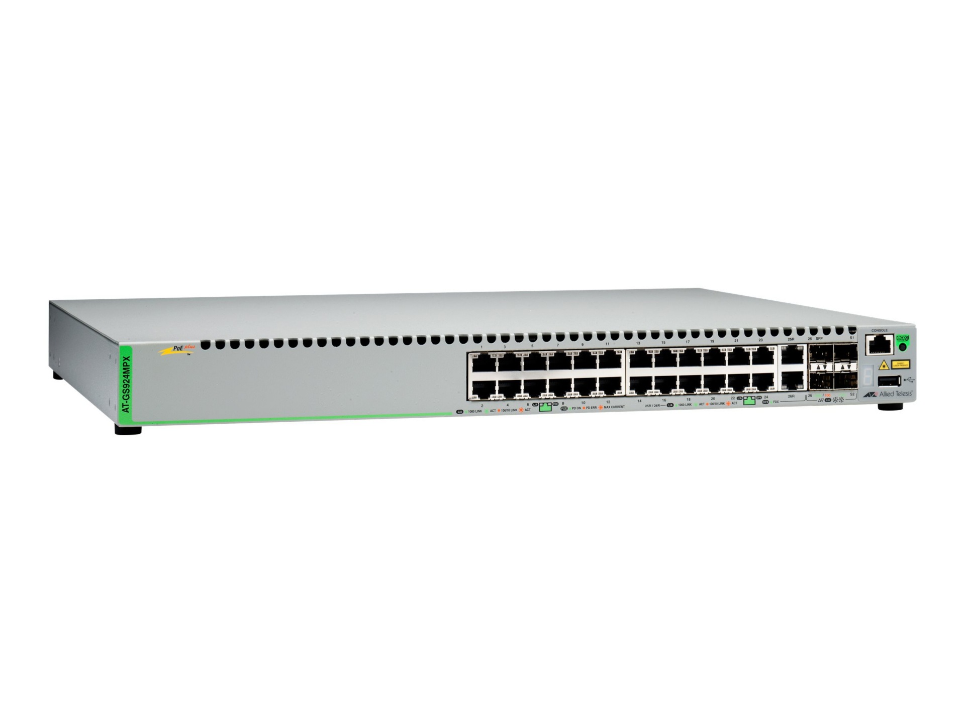 Allied Telesis CentreCOM AT-GS924MPX - switch - 24 ports - managed - rack-mountable