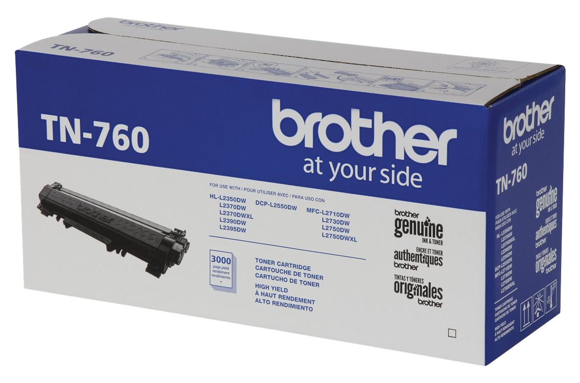 Brother Genuine TN760 High‐Yield Black Printer Toner Cartridge 