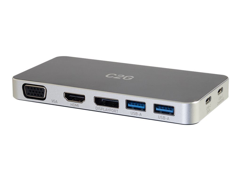 C2G USB C Dock with HDMI, DisplayPort, VGA & Power Delivery up to 60W